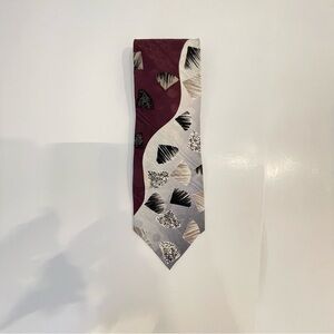 Men's Burgundy and Silver Patterned Dress Tie